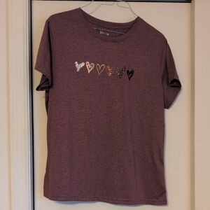 SHEIN XL - 12 Mauve Heart Pattern Tee